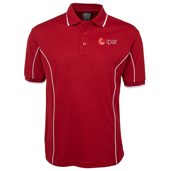 Mens Polo - Dark Red/White Thumbnail