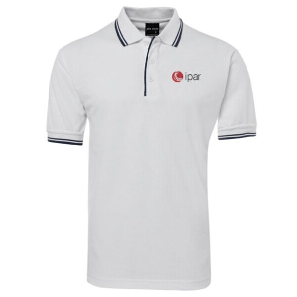 Mens Contrast Polo - IPAR Logo - White/Navy Thumbnail