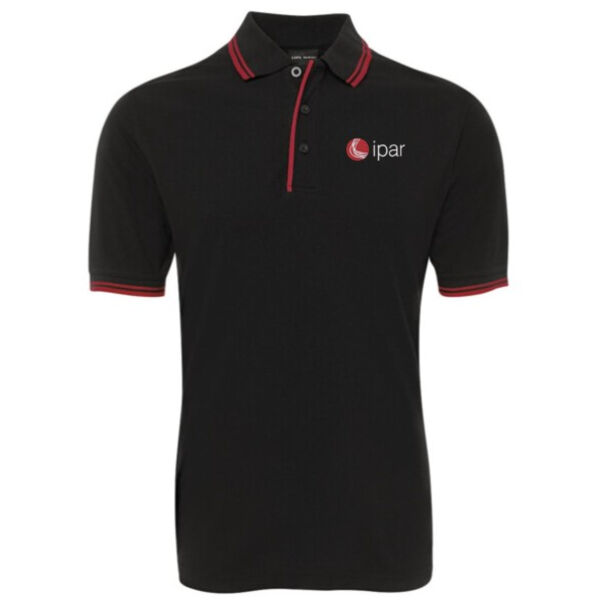 Mens Contrast Polo - IPAR Logo - Black/Red Thumbnail