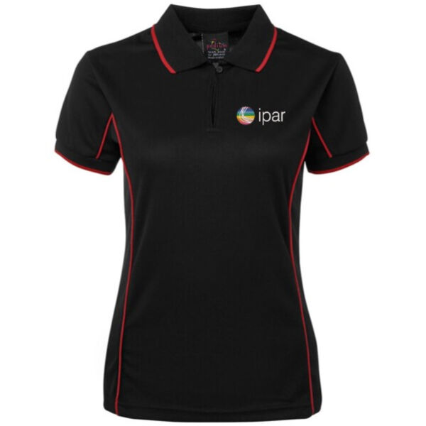 Womens Polo - PRIDE Logo - Black/Red Thumbnail