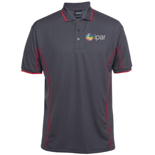 Mens Polo - PRIDE Logo - Charcoal/Red Thumbnail