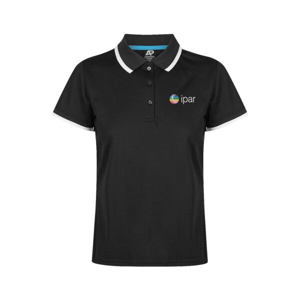 Womens Portsea Polo - PRIDE Logo - Black/White Thumbnail