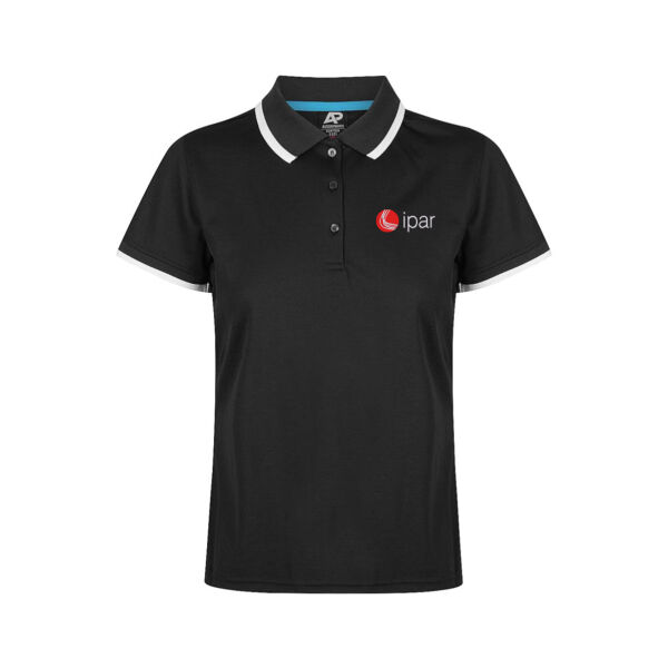 Womens Portsea Polo - IPAR Logo - Black/White Thumbnail